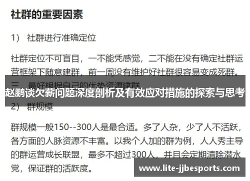 赵鹏谈欠薪问题深度剖析及有效应对措施的探索与思考